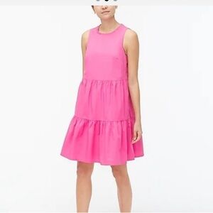 J Crew Factory Mini Dress NWT Sleeveless Tiered Cotton Poplin Size 10 Pink